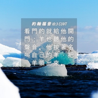Picture 04 - 約 翰 福 音 10:3 CUVT - 看 門 的 就 給 他 開 門 ； 羊 也 聽 - Bible Verse Picture