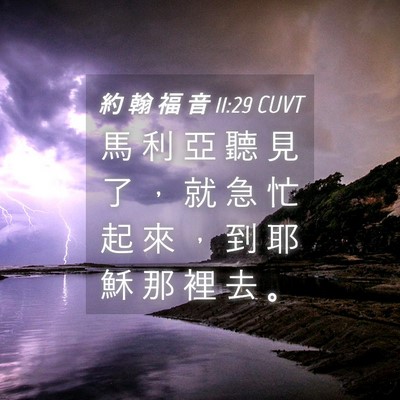 Picture 04 - 約 翰 福 音 11:29 CUVT - 馬 利 亞 聽 見 了 ， 就 急 忙 起 來 - Bible Verse Picture