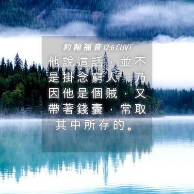 Picture 04 - 約 翰 福 音 12:6 CUVT - 他 說 這 話 ， 並 不 是 掛 念 窮 人 - Bible Verse Picture