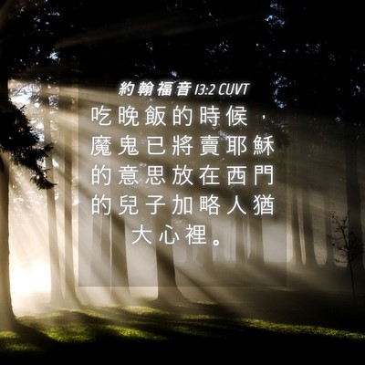 Picture 04 - 約 翰 福 音 13:2 CUVT - 吃 晚 飯 的 時 候 ， 魔 鬼 已 將 賣 - Bible Verse Picture