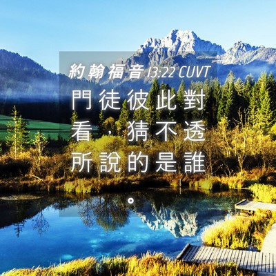Picture 04 - 約 翰 福 音 13:22 CUVT - 門 徒 彼 此 對 看 ， 猜 不 透 所 說 - Bible Verse Picture
