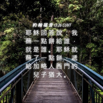 Picture 04 - 約 翰 福 音 13:26 CUVT - 耶 穌 回 答 說 ： 我 蘸 一 點 餅 給 - Bible Verse Picture