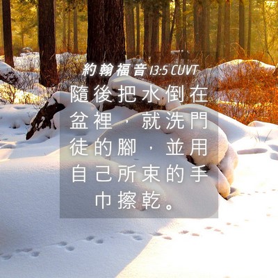 Picture 04 - 約 翰 福 音 13:5 CUVT - 隨 後 把 水 倒 在 盆 裡 ， 就 洗 門 - Bible Verse Picture