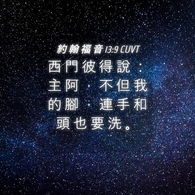 Picture 04 - 約 翰 福 音 13:9 CUVT - 西 門 彼 得 說 ： 主 阿 ， 不 但 我 - Bible Verse Picture