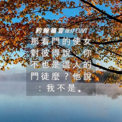 Picture 04 - 約 翰 福 音 18:17 CUVT - 那 看 門 的 使 女 對 彼 得 說 ： 你 - Bible Verse Picture