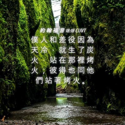 Picture 04 - 約 翰 福 音 18:18 CUVT - 僕 人 和 差 役 因 為 天 冷 ， 就 生 - Bible Verse Picture