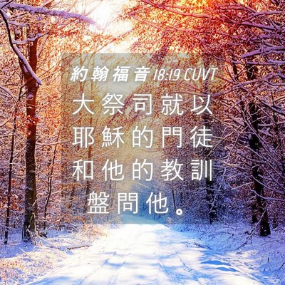 Picture 04 - 約 翰 福 音 18:19 CUVT - 大 祭 司 就 以 耶 穌 的 門 徒 和 他 - Bible Verse Picture