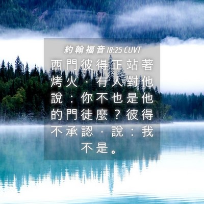 Picture 04 - 約 翰 福 音 18:25 CUVT - 西 門 彼 得 正 站 著 烤 火 ， 有 人 - Bible Verse Picture