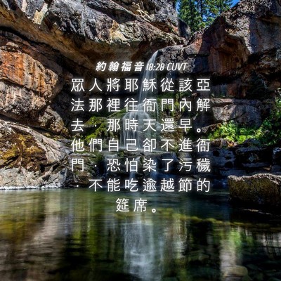 Picture 04 - 約 翰 福 音 18:28 CUVT - 眾 人 將 耶 穌 從 該 亞 法 那 裡 往 - Bible Verse Picture