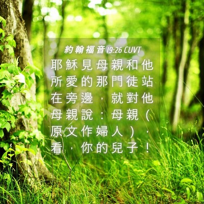 Picture 04 - 約 翰 福 音 19:26 CUVT - 耶 穌 見 母 親 和 他 所 愛 的 那 門 - Bible Verse Picture
