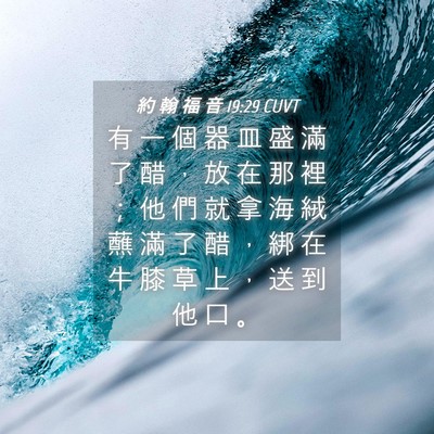 Picture 04 - 約 翰 福 音 19:29 CUVT - 有 一 個 器 皿 盛 滿 了 醋 ， 放 在 - Bible Verse Picture