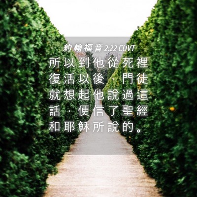 Picture 04 - 約 翰 福 音 2:22 CUVT - 所 以 到 他 從 死 裡 復 活 以 後 ， - Bible Verse Picture