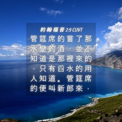 Picture 04 - 約 翰 福 音 2:9 CUVT - 管 筵 席 的 嘗 了 那 水 變 的 酒 ， - Bible Verse Picture