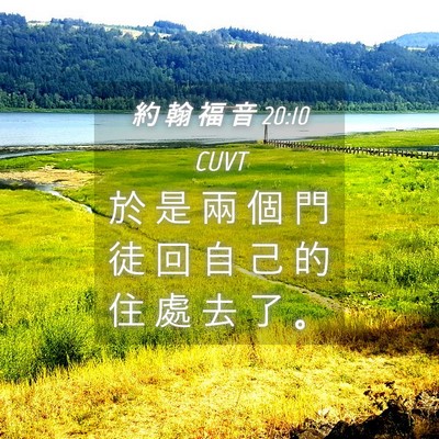 Picture 04 - 約 翰 福 音 20:10 CUVT - 於 是 兩 個 門 徒 回 自 己 的 住 處 - Bible Verse Picture