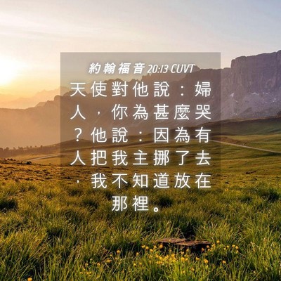 Picture 04 - 約 翰 福 音 20:13 CUVT - 天 使 對 他 說 ： 婦 人 ， 你 為 甚 - Bible Verse Picture