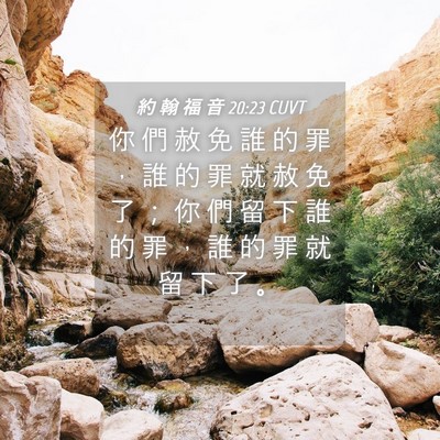 Picture 04 - 約 翰 福 音 20:23 CUVT - 你 們 赦 免 誰 的 罪 ， 誰 的 罪 就 - Bible Verse Picture