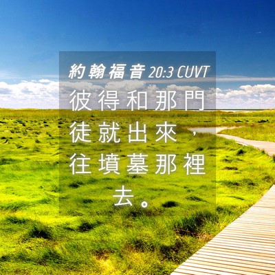 Picture 04 - 約 翰 福 音 20:3 CUVT - 彼 得 和 那 門 徒 就 出 來 ， 往 墳 - Bible Verse Picture