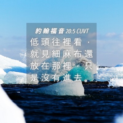 Picture 04 - 約 翰 福 音 20:5 CUVT - 低 頭 往 裡 看 ， 就 見 細 麻 布 還 - Bible Verse Picture