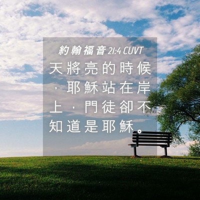 Picture 04 - 約 翰 福 音 21:4 CUVT - 天 將 亮 的 時 候 ， 耶 穌 站 在 岸 - Bible Verse Picture