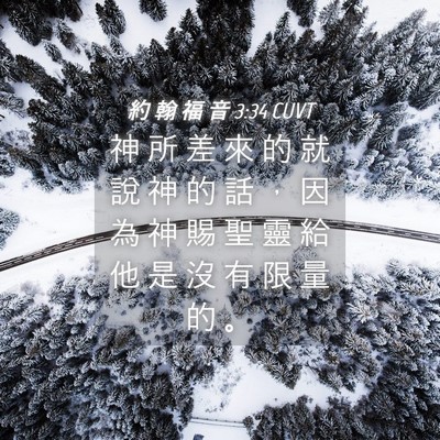 Picture 04 - 約 翰 福 音 3:34 CUVT - 神 所 差 來 的 就 說 神 的 話 ， 因 - Bible Verse Picture