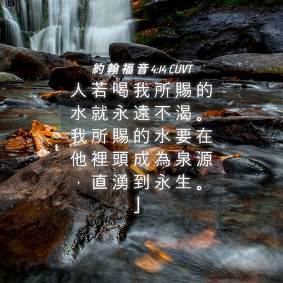Picture 04 - 約 翰 福 音 4:14 CUVT - 人 若 喝 我 所 賜 的 水 就 永 遠 不 - Bible Verse Picture