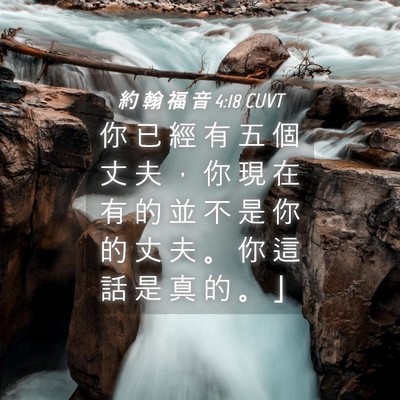 Picture 04 - 約 翰 福 音 4:18 CUVT - 你 已 經 有 五 個 丈 夫 ， 你 現 在 - Bible Verse Picture