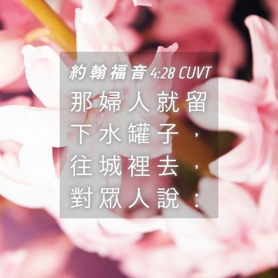 Picture 04 - 約 翰 福 音 4:28 CUVT - 那 婦 人 就 留 下 水 罐 子 ， 往 城 - Bible Verse Picture