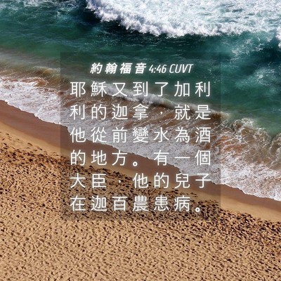 Picture 04 - 約 翰 福 音 4:46 CUVT - 耶 穌 又 到 了 加 利 利 的 迦 拿 ， - Bible Verse Picture