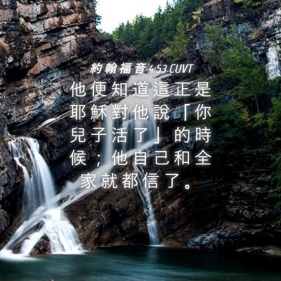 Picture 04 - 約 翰 福 音 4:53 CUVT - 他 便 知 道 這 正 是 耶 穌 對 他 說 - Bible Verse Picture