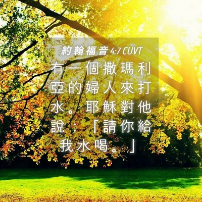 Picture 04 - 約 翰 福 音 4:7 CUVT - 有 一 個 撒 瑪 利 亞 的 婦 人 來 打 - Bible Verse Picture