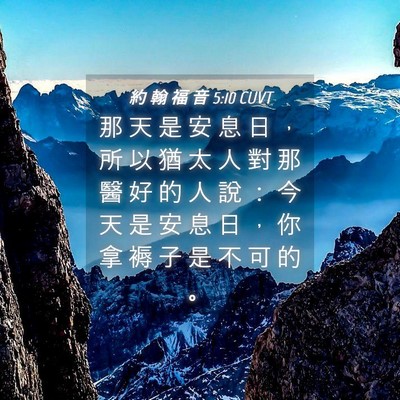 Picture 04 - 約 翰 福 音 5:10 CUVT - 那 天 是 安 息 日 ， 所 以 猶 太 人 - Bible Verse Picture