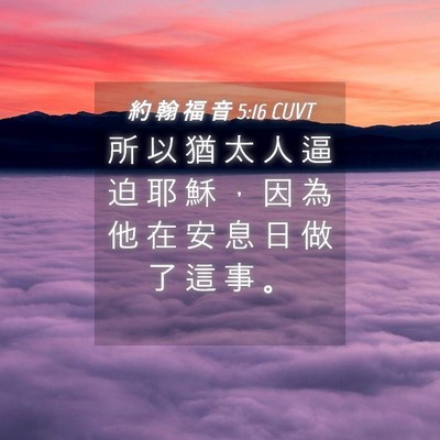 Picture 04 - 約 翰 福 音 5:16 CUVT - 所 以 猶 太 人 逼 迫 耶 穌 ， 因 為 - Bible Verse Picture