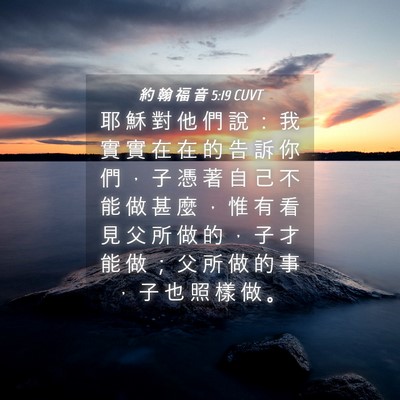Picture 04 - 約 翰 福 音 5:19 CUVT - 耶 穌 對 他 們 說 ： 我 實 實 在 在 - Bible Verse Picture