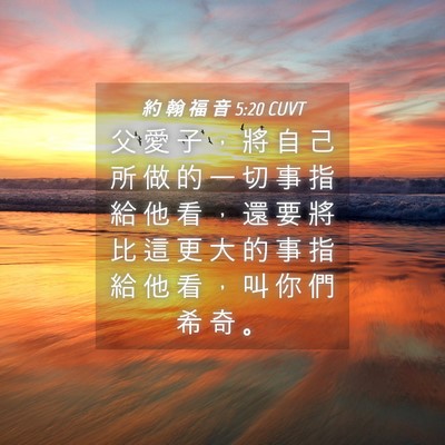 Picture 04 - 約 翰 福 音 5:20 CUVT - 父 愛 子 ， 將 自 己 所 做 的 一 切 - Bible Verse Picture
