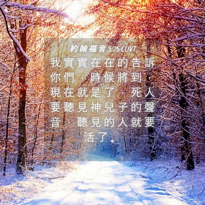 Picture 04 - 約 翰 福 音 5:25 CUVT - 我 實 實 在 在 的 告 訴 你 們 ， 時 - Bible Verse Picture