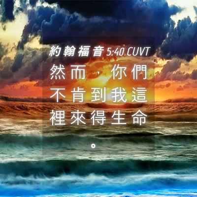 Picture 04 - 約 翰 福 音 5:40 CUVT - 然 而 ， 你 們 不 肯 到 我 這 裡 來 - Bible Verse Picture
