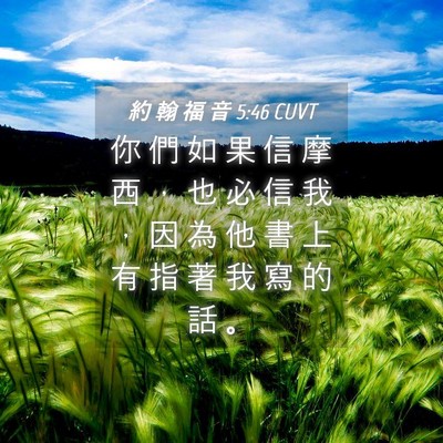Picture 04 - 約 翰 福 音 5:46 CUVT - 你 們 如 果 信 摩 西 ， 也 必 信 我 - Bible Verse Picture