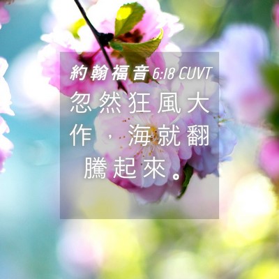 Picture 04 - 約 翰 福 音 6:18 CUVT - 忽 然 狂 風 大 作 ， 海 就 翻 騰 起 - Bible Verse Picture