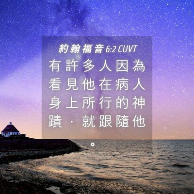 Picture 04 - 約 翰 福 音 6:2 CUVT - 有 許 多 人 因 為 看 見 他 在 病 人 - Bible Verse Picture