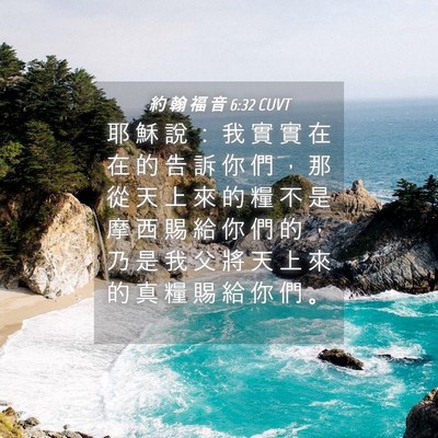 Picture 04 - 約 翰 福 音 6:32 CUVT - 耶 穌 說 ： 我 實 實 在 在 的 告 訴 - Bible Verse Picture