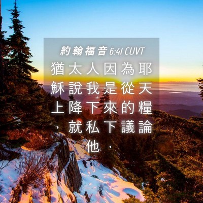 Picture 04 - 約 翰 福 音 6:41 CUVT - 猶 太 人 因 為 耶 穌 說 我 是 從 天 - Bible Verse Picture