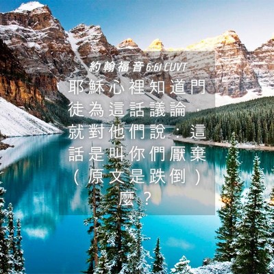 Picture 04 - 約 翰 福 音 6:61 CUVT - 耶 穌 心 裡 知 道 門 徒 為 這 話 議 - Bible Verse Picture
