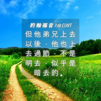 Picture 04 - 約 翰 福 音 7:10 CUVT - 但 他 弟 兄 上 去 以 後 ， 他 也 上 - Bible Verse Picture