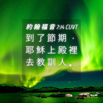 Picture 04 - 約 翰 福 音 7:14 CUVT - 到 了 節 期 ， 耶 穌 上 殿 裡 去 教 - Bible Verse Picture