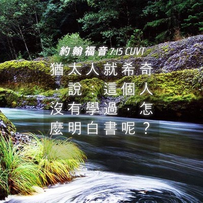 Picture 04 - 約 翰 福 音 7:15 CUVT - 猶 太 人 就 希 奇 ， 說 ： 這 個 人 - Bible Verse Picture