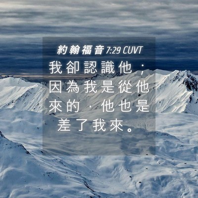 Picture 04 - 約 翰 福 音 7:29 CUVT - 我 卻 認 識 他 ； 因 為 我 是 從 他 - Bible Verse Picture