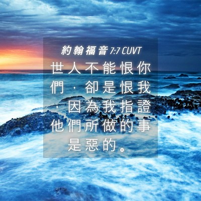 Picture 04 - 約 翰 福 音 7:7 CUVT - 世 人 不 能 恨 你 們 ， 卻 是 恨 我 - Bible Verse Picture
