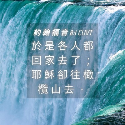 Picture 04 - 約 翰 福 音 8:1 CUVT - 於 是 各 人 都 回 家 去 了 ； 耶 穌 - Bible Verse Picture