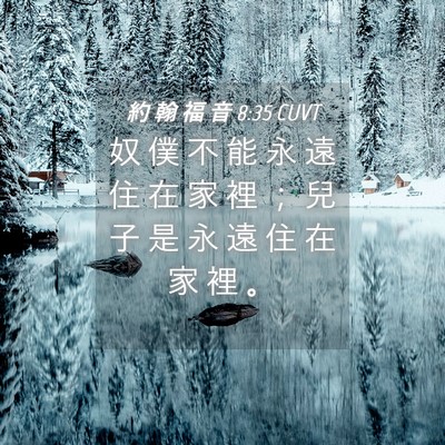 Picture 04 - 約 翰 福 音 8:35 CUVT - 奴 僕 不 能 永 遠 住 在 家 裡 ； 兒 - Bible Verse Picture