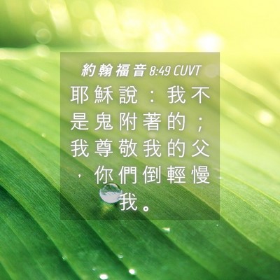 Picture 04 - 約 翰 福 音 8:49 CUVT - 耶 穌 說 ： 我 不 是 鬼 附 著 的 ； - Bible Verse Picture